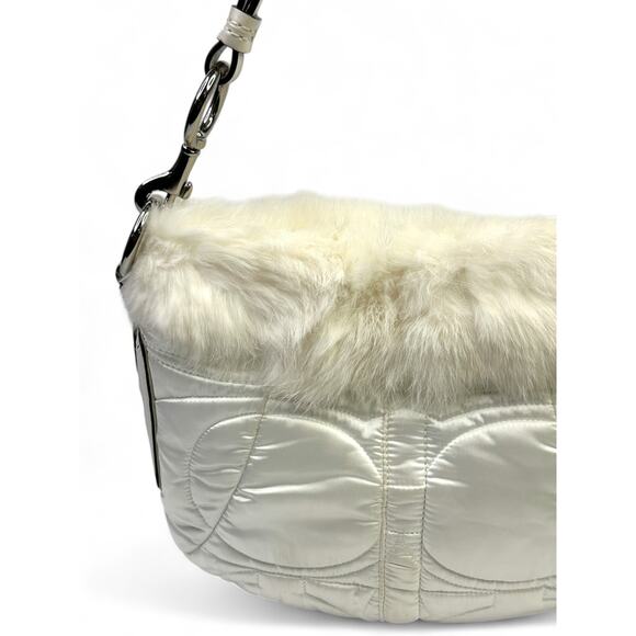 Coach Vintage Y2K Rabbit Fur Trim Puffer Shoulder Bag - Picture 2 of 16